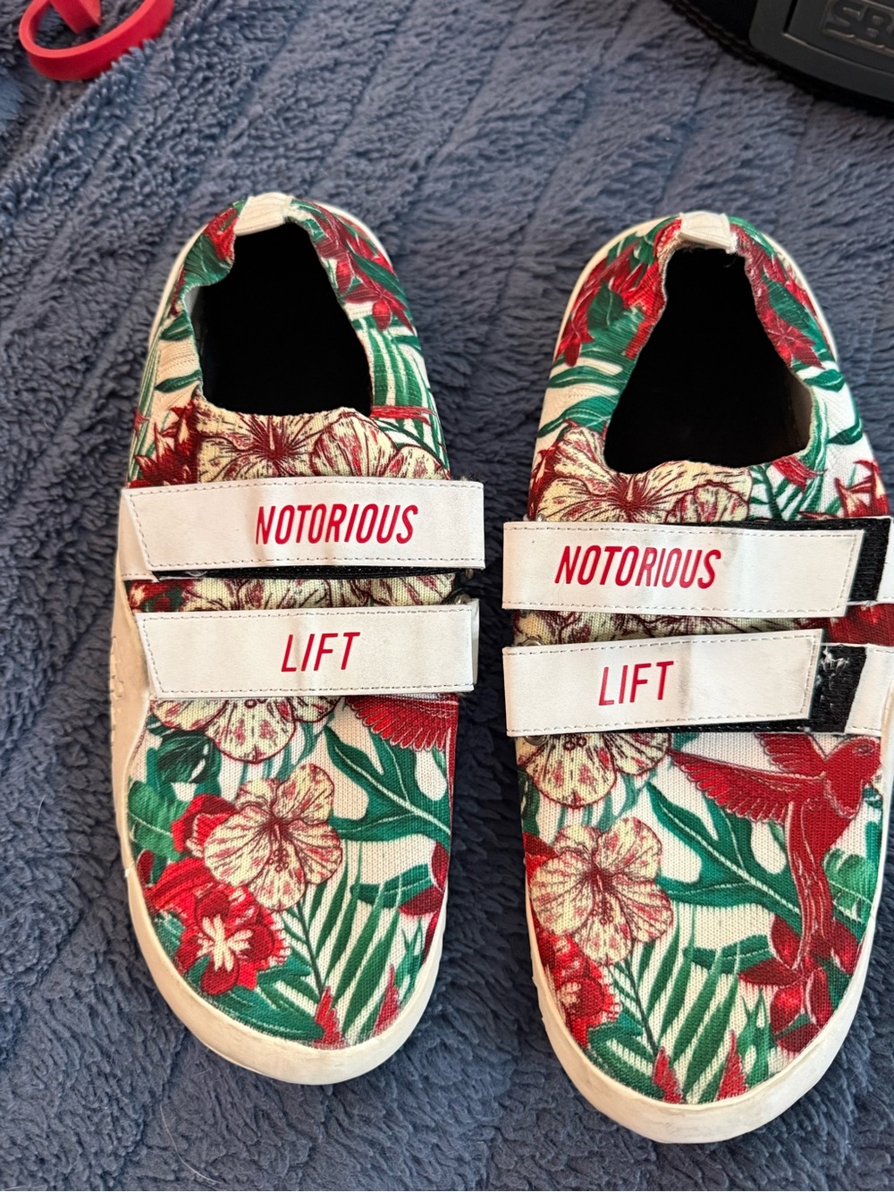 Mens Floral Velcro Weight Lifting Shoes in Red & Green